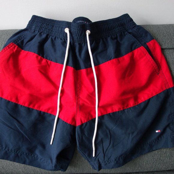 Tommy Hilfiger Red and Blue Swim Trunks Size S - Picture 1 of 4
